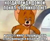 когда, придя домой, понял, что никого нет и через 5 минут слышишь звук открывающейся входной двери