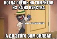 когда орёшь на тимейтов из-за их нубства а до этого сам силвал