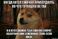 когда хотел смачно припёрднуть, но что то пошло не так и в итоге мамка тебя смачно хуярит обосранными семейника. лойс если жиза