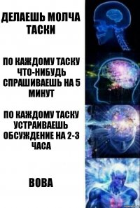 делаешь молча таски по каждому таску что-нибудь спрашиваешь на 5 минут по каждому таску устраиваешь обсуждение на 2-3 часа вова