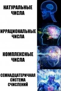 Натуральные числа Иррациональные числа Комплексные числа Семнадцатеричная система счислений