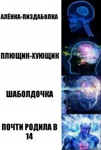 Алёнка-пиздаболка Плющик-хующик Шаболдочка Почти родила в 14