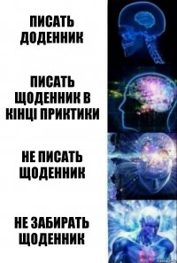 Писать доденник Писать щоденник в кінці приктики Не писать щоденник Не забирать щоденник