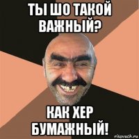 ты шо такой важный? как хер бумажный!