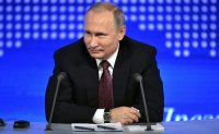Создать мем A big press conference of Vladimir Putin 2017