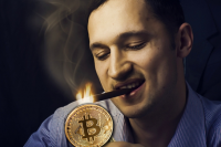 Создать мем Прикури биткоином