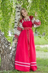 Создать мем Славянский сарафан