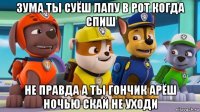 зума ты суёш лапу в рот когда спиш не правда а ты гончик арёш ночью скай не уходи