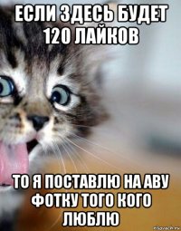 если здесь будет 120 лайков то я поставлю на аву фотку того кого люблю
