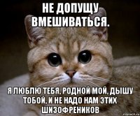 не допущу вмешиваться. я люблю тебя, родной мой, дышу тобой, и не надо нам этих шизофреников