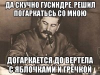 да скучно гусиндре, решил погаркатьсь со мною догаркается до вертела с яблочками и гречкой