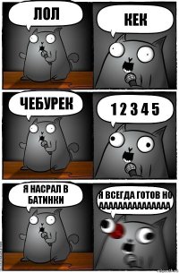 лол КЕК ЧЕБУРЕК 1 2 3 4 5 Я НАСРАЛ В БАТИНКИ Я ВСЕГДА ГОТОВ НО ААААААААААААААА