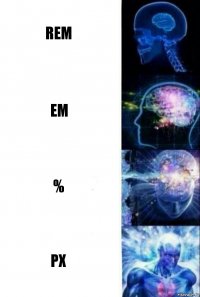 rem em % px