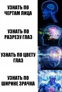 Узнать по чертам лица Узнать по разрезу глаз Узнать по цвету глаз Узнать по ширине зрачка