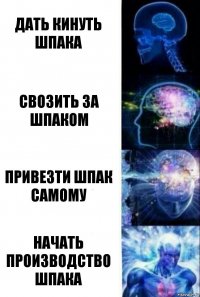 Дать кинуть шпака Свозить за шпаком Привезти Шпак самому Начать производство шпака