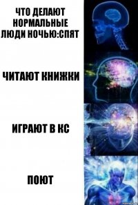 Что делают нормальные люди ночью:спят Читают книжки Играют в кс Поют