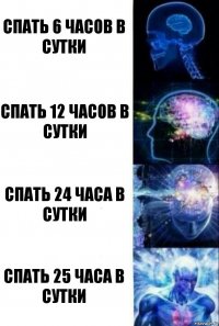 Спать 6 часов в сутки Спать 12 часов в сутки Спать 24 часа в сутки Спать 25 часа в сутки