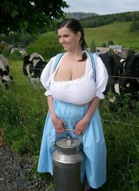 Создать мем Доярка