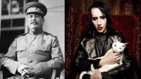 Создать мем Сталин и Менсон