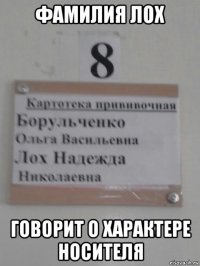 фамилия лох говорит о характере носителя