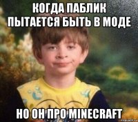 когда паблик пытается быть в моде но он про minecraft