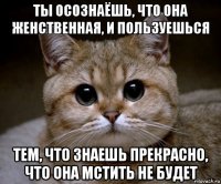 ты осознаёшь, что она женственная, и пользуешься тем, что знаешь прекрасно, что она мстить не будет