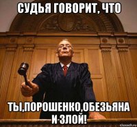 судья говорит, что ты,порошенко,обезьяна и злой!