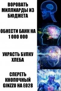 Воровать миллиарды из бюджета Обнести банк на 1 000 000 Украсть булку хлеба Спереть кнопочный Ginzzu на E028