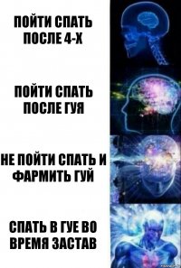 Пойти спать после 4-х Пойти спать после гуя Не пойти спать и фармить гуй Спать в гуе во время застав