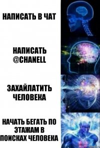 Написать в чат Написать @chanell Захайлатить человека Начать бегать по этажам в поисках человека