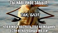 ты наверное забыл, что я могу насрать тебе на машину если не народишь мозги!