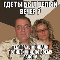 где ты был целый вечер ? тебя разыскивали полицейские по всему району