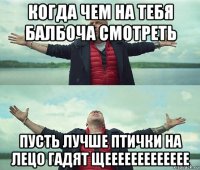 когда чем на тебя балбоча смотреть пусть лучше птички на лецо гадят щеееееееееееее