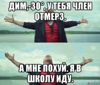 дим,-30°, у тебя член отмерз. а мне похуй. я в школу иду.