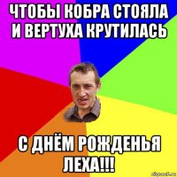 чтобы кобра стояла и вертуха крутилась с днём рожденья леха!!!