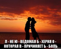  л - не ю - ведомая б - херня о - которая в - причиняет ь - боль