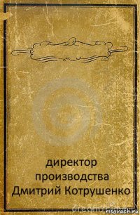  директор производства
Дмитрий Котрушенко