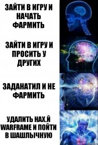 Зайти в игру и начать фармить Зайти в игру и просить у других Заданатил и не фармить Удалить нах.й Warframe и пойти в шашлычную