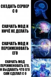 Создать сервер с 0 Скачать мод и ничё не делать Скачать мод и переименовать его Скачать мод переименовать его, и выдавать что его сам сделал с 0