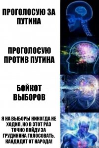 Проголосую за Путина Проголосую против Путина Бойкот выборов Я на выборы никогда не ходил, но в этот раз точно пойду за Грудинина голосовать. Кандидат от народа!