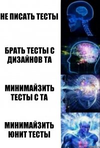 не писать тесты брать тесты с дизайнов та минимайзить тесты с та минимайзить юнит тесты