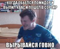 когда обьелся помидор и выпил квас и пошёл в сортир вырывайся говно