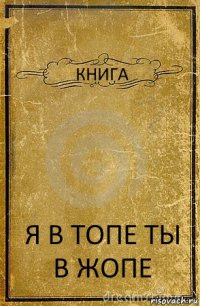 КНИГА Я В ТОПЕ ТЫ В ЖОПЕ