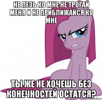 не лезь ко мне не трогай меня и не приближайся ко мне ты же не хочешь без конечностей остатся?