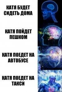 Катя будет сидеть дома Катя пойдет пешком Катя поедет на автобусе Катя поедет на такси