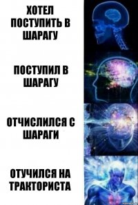 Хотел поступить в шарагу Поступил в шарагу Отчислился с шараги Отучился на тракториста