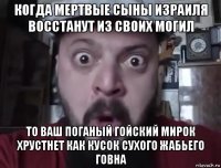 когда мертвые сыны израиля восстанут из своих могил то ваш поганый гойский мирок хрустнет как кусок сухого жабьего говна