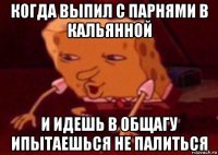 когда выпил с парнями в кальянной и идешь в общагу ипытаешься не палиться