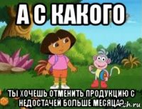 а с какого ты хочешь отменить продукцию с недостачей больше месяца?