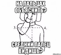 на пальцах объяснить? средний палец видишь?